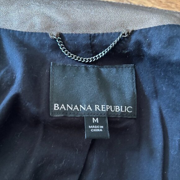 Banana Republic Metallic Leather Moto Jacket, MEDAL BRONZE Medium - Picture 13 of 15